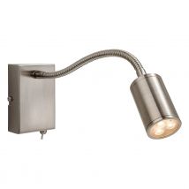 Firstlight Orion LED Flexible Wall Spotlight 4W with On/Off Switch Warm White Brushed Steel