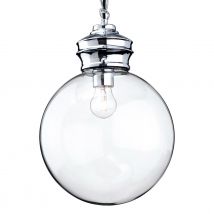Firstlight Omar Globe-Shaped Pendant Light Elegant Style with Clear Glass in Chrome