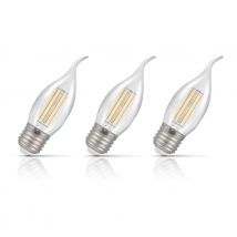 Crompton Candle LED Light Bulb Bent Tip E27 2.2W (25W Eqv) Warm White 3-Pack Filament Clear
