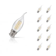 Crompton Candle LED Light Bulb Bent Tip B22 2.2W (25W Eqv) Warm White 10-Pack Filament Clear