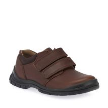 Engineer, Brown leather boys rip-tape school shoes