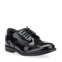 Brogue Pri, Black patent girls lace-up closed school shoes
