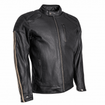 Venti Cafe Racer Leather Motorcycle Jacket Black/Cream