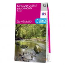 Ordnance Survey OS Map of Barnard Castle & Richmond: Landranger 92