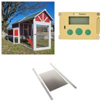 Kit Poulailler Deluxe Rouge Jusqu'à 12 Poules Avec Portier Zen Farm Autonome Et Trappe En Aluminium Taille Medium - Animal Valley