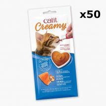 Friandise À Lécher Chat Creamy 10g Saumon Et Crevette X 50 - - Hagen