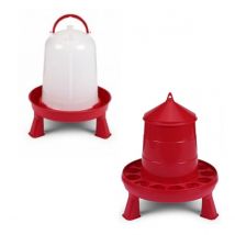 Kit AbreUVoir 3L Mangeoire 2kg Poule À Pieds Plastique Rouge Gamme Eco - Gaun
