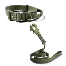 Laisse Lighter Swivel Combat et collier Lighter Combat Collar 4cm kaki taille S - BullyBillows - BullyBillows