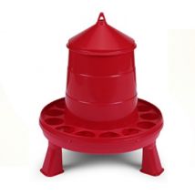Mangeoire poule en plastique Eco 2Kg rouge avec pieds - Gaun - Rouge