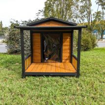 Niche Berger Australien Pour Chien Avec Toit Shingle Et Terrasse CoUVerte Taille L - Animal Valley