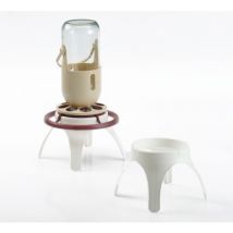 Support Pour Mangeoire Ou AbreUVoir Oiseaux Avec Réservoir En Verre Bird Blanc - Fauna