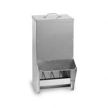 Mangeoire à Trémie Poule En Métal Avec Protection Anti-pluie Bordeaux 20l - Gaun - pour Poulailler