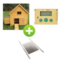 Kit Poulailler Cémani L Vert 4 à 6 Poules Avec Portier Zen Farm Autonome et Trappe Taille Medium - Animal Valley