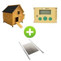 Kit Poulailler Cémani L Noir 4 à 6 Poules Avec Portier Zen Farm Autonome et Trappe Taille Medium - Animal Valley