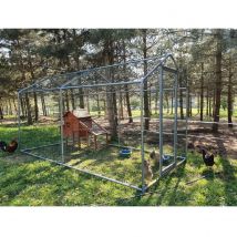 Enclos Poulailler 12m² Tubes 32mm H2,25m - Parc Grillagé Renforcé 6x2m - Acier Galvanisé - Animal Valley