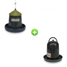 Kit Plastique Recyclé 3/4 Poules Abreuvoir 5L et Mangeoire 4kg