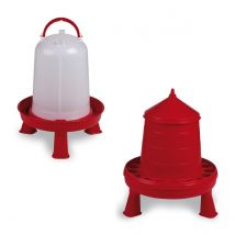 Kit Eco Rouge 3/4 Poules Abreuvoir 5L et Mangeoire 4kg à Pieds