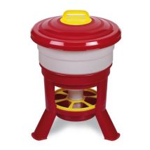 Mangeoire à Trémie Poule En Plastique Avec Pieds Imperial Easy Clean 30L Rouge et Blanc - Gaun - pour Poulailler