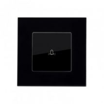 Interruptor Táctil Simple Pulsador con Marco Cristal Modern Negro