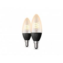 Pack 2 Lâmpadas Filamento LED E14 4.5W 300 lm B35 PHILIPS Hue White Branco Quente 2100K