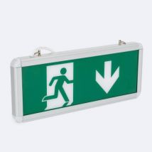 Luz Emergencia LED Colgante 60lm Permanente con Cartel Doble Cara 2 W
