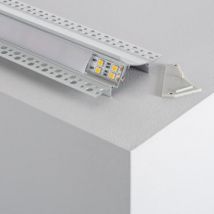 Perfil de Aluminio Encastrável para Gesso/Pladur com Cobertura Contínua para Fita LED até 20mm Várias opções