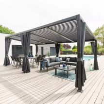 Set van 8 gordijnen voor pergola Avila (7,2 x 3 m) - Leigrijs