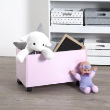 Coffre à jouets enfant bois (H28 cm) Oxo Rose