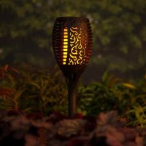 Borne de jardin solaire (H62 cm) effet Flamme Arabesque Noir