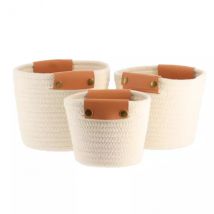 Lot de 3 paniers de rangement (H19 cm) Similicuire Blanc