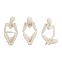 Lot de 3 statues contemporaines (H22 cm) Dolo Blanc