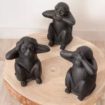 3er Set Affen Sagesse Schwarz