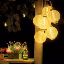Lanterne chinoise solaire (D20 cm) Papier Blanc chaud