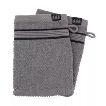 Juego de 2 guantes para bañarse algodón Black Line Gris / negro