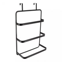 Porte serviette sur porte 3 barres (42 x H69 cm) Métal Noir - meuble de salle de bain