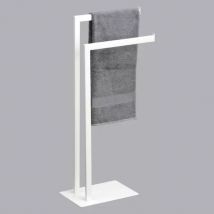 Porte serviette 2 barres (H81 cm) Métal Blanc - meuble de salle de bain
