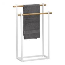Porte serviette à poser 2 barres (H82 cm) Bambou Blanc - meuble de salle de bain