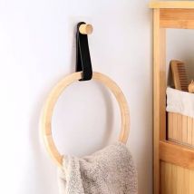 Porte serviette adhésif arrondi (D21 cm) Easy Chic Noir - meuble de salle de bain