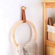 Porte serviette adhésif arrondi (D21 cm) Easy Chic Caramel - meuble de salle de bain