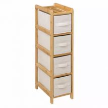 Meuble étroit paniers 4 niveaux (19 x H78.5 cm) Tidy box Ecru - meuble de salle de bain