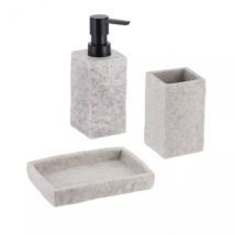Juego de accesorios de baño Efecto piedra Gris