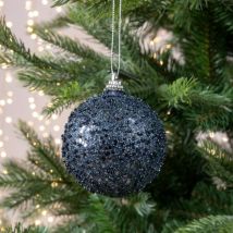 Set van 12 kerstballen (D80 mm) Glitters donkerblauw