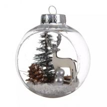 3er Set transparenter Weihnachtskugeln (D80 mm) Rentier