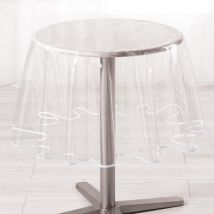 Nappe ronde toile cirée transparente (D180 cm) Garden Blanche