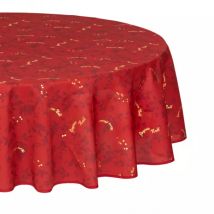 Nappe ronde anti tache (D180 cm) Réveillon Rouge