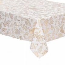 Nappe rectangulaire anti tache (140 x 360 cm) Feuilles d'or Blanc