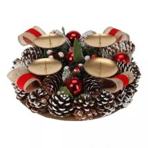 Centre de table 4 bougies (D22 cm) Couronne Pomme de pin