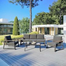 Salon de jardin aluminium 5 places Milano - Gris anthracite
