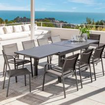 Table de jardin extensible aluminium 10 places (135/270 x 90 cm) Murano Gris anthracite