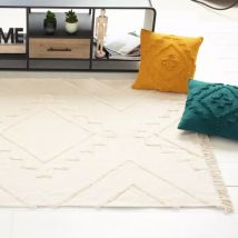 Tapis de salon coton (120 x 170 cm) Inca Ivoire